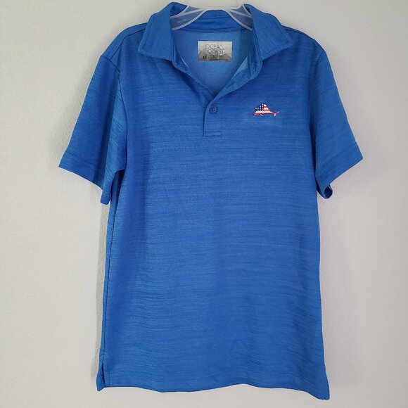 Other - Ocean Coast boys blue short sleeve 3/4" button down lightweight collared shirt M